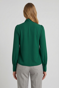 Margot Bow-Tie Draped Blouse Green - Back