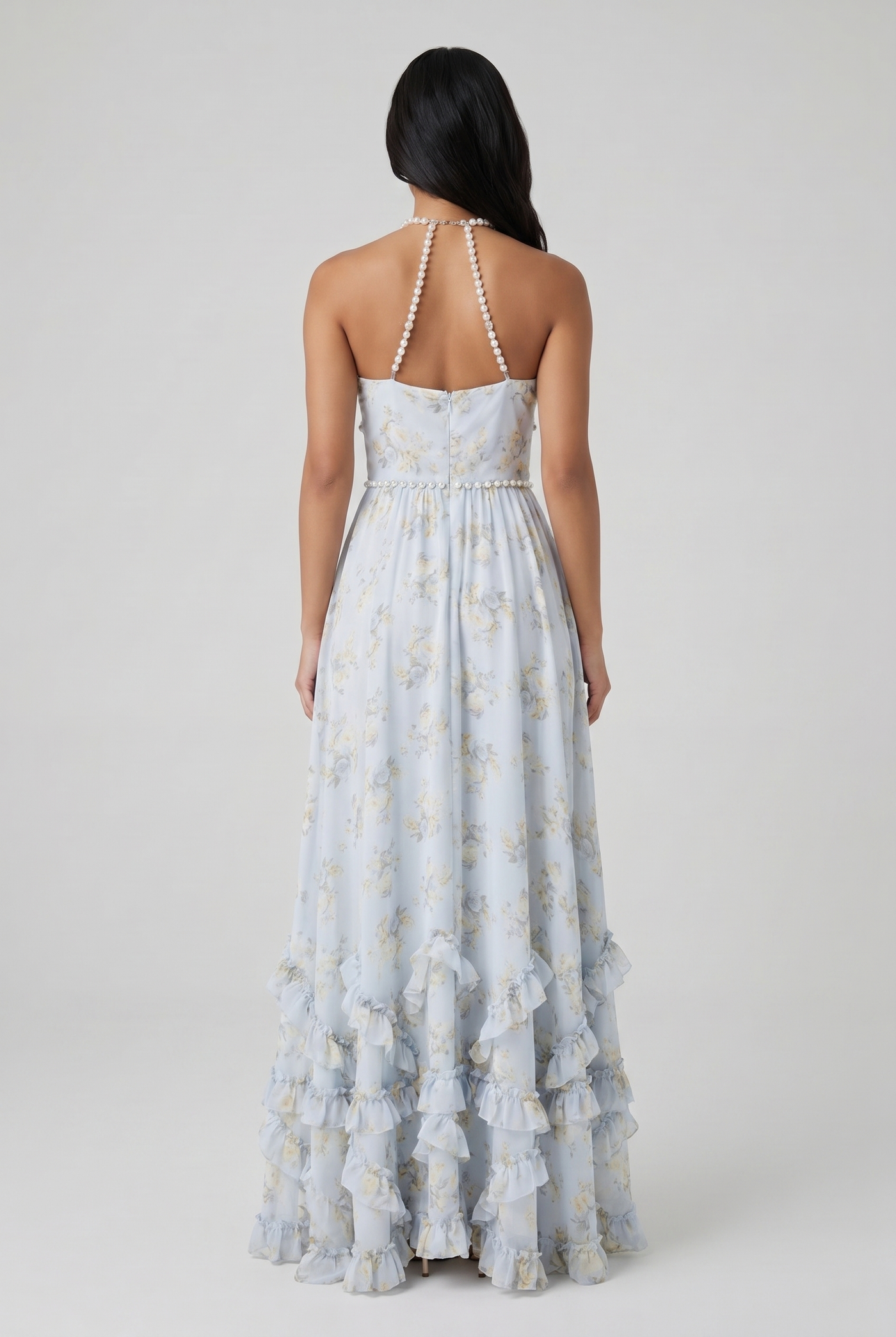 Saskia Sleeveless Floral A-Line Maxi White - Back