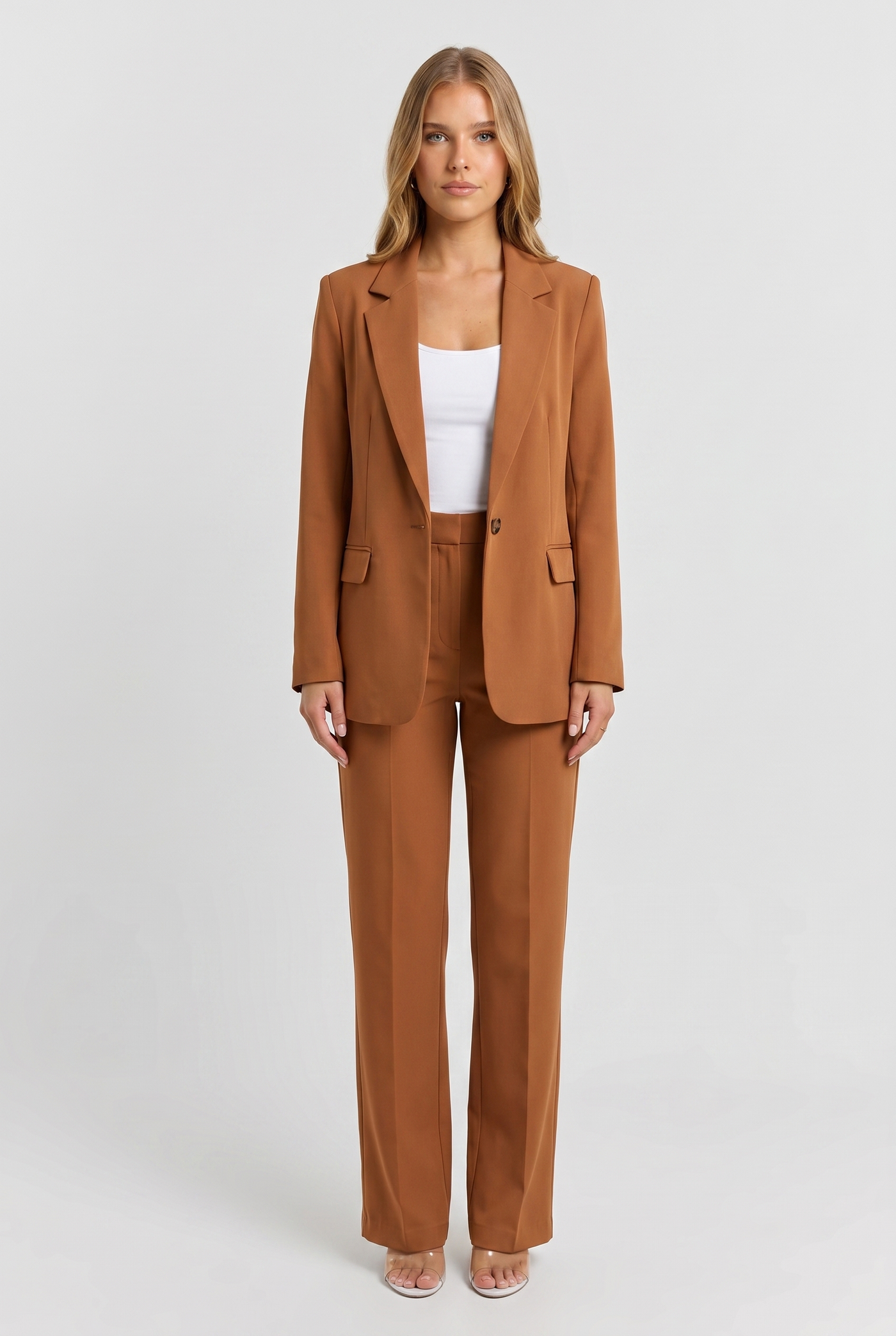 Bianca Blazer Trousers Suit Brown - Front