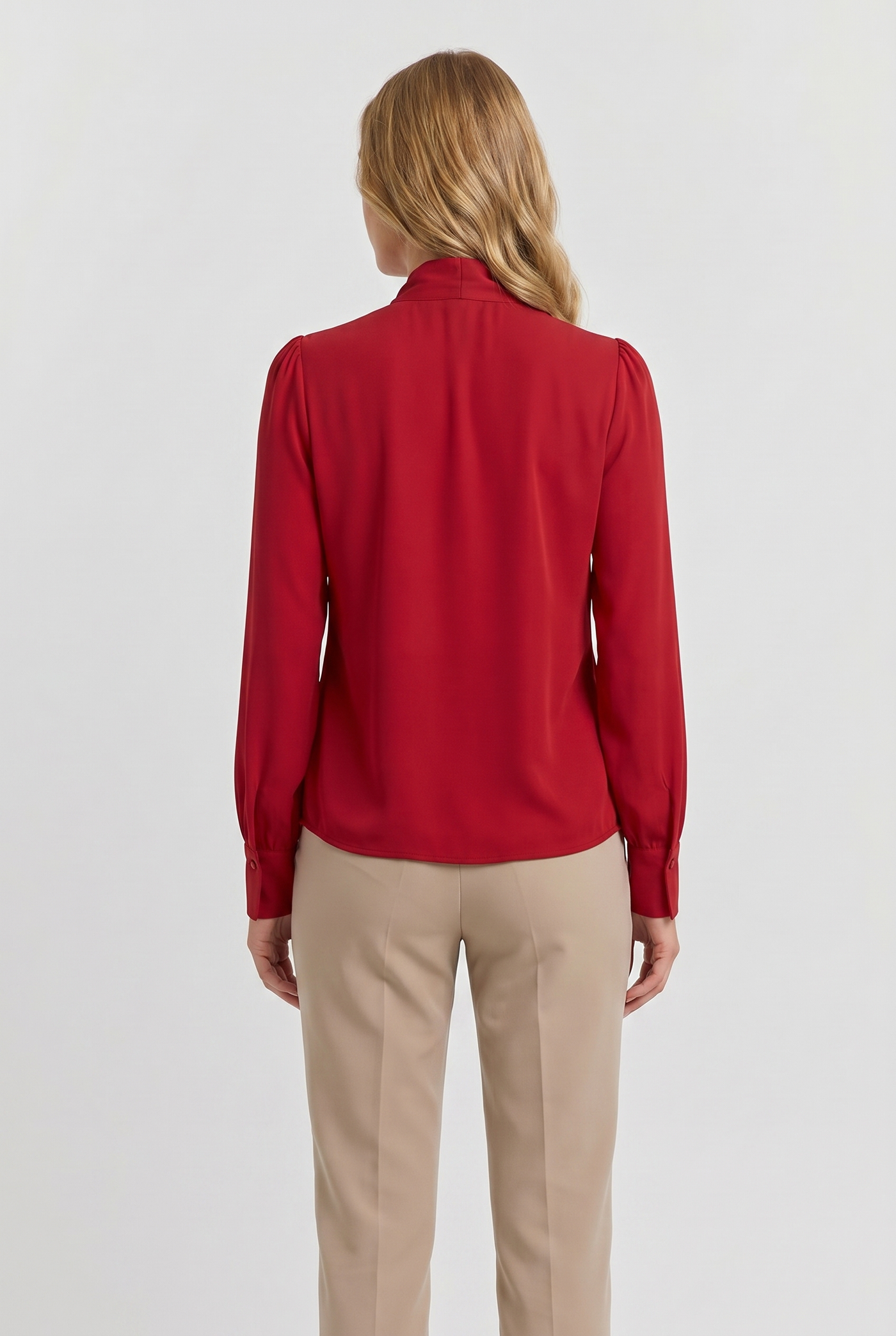 Margot Bow-Tie Draped Blouse Red - Back