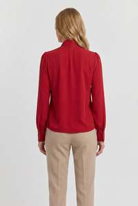 Margot Bow-Tie Draped Blouse Red - Back