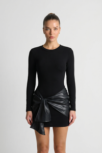 Roxy Faux Leather Patchwork Mini Black - Front