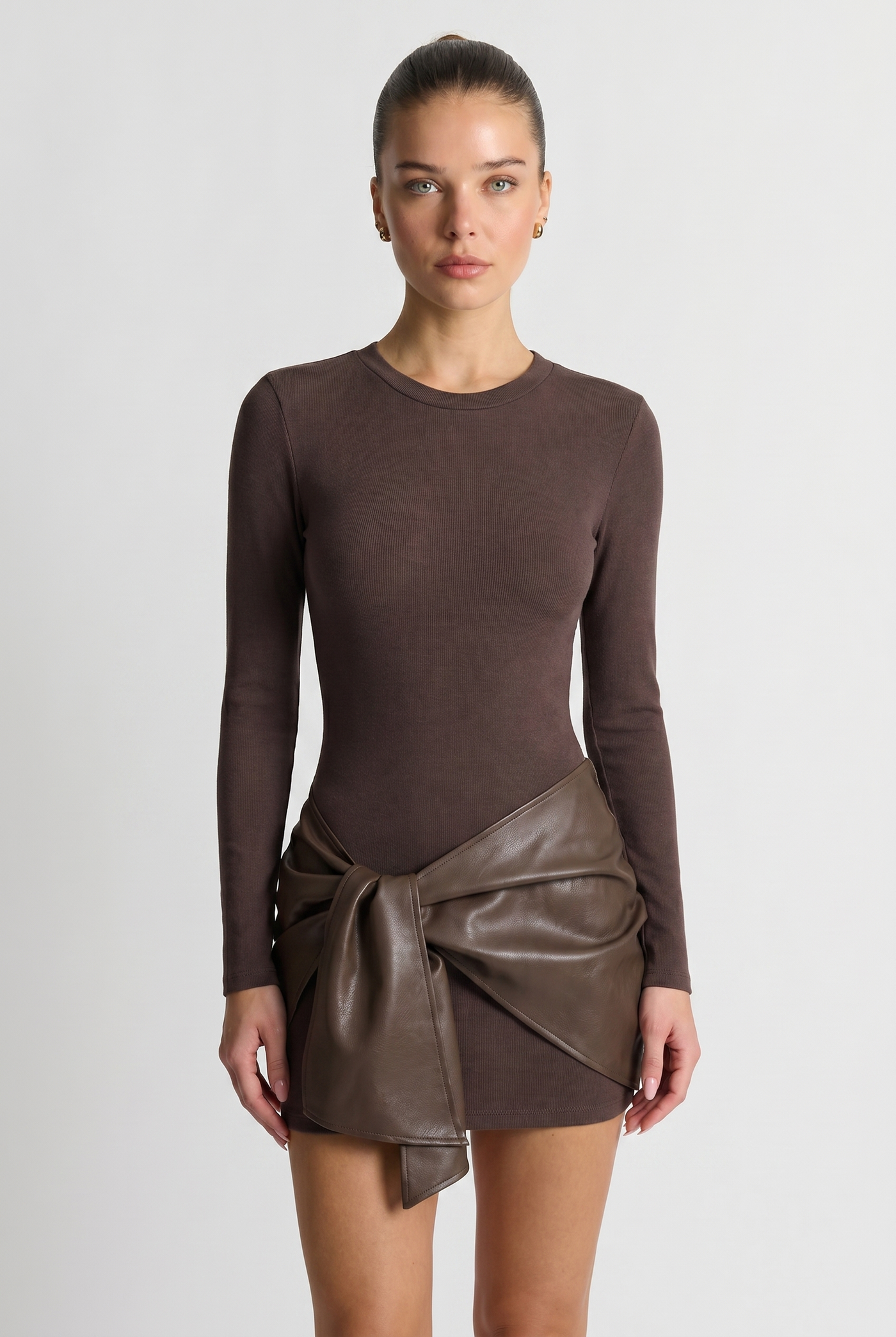 Roxy Faux Leather Patchwork Mini Mocha - Front