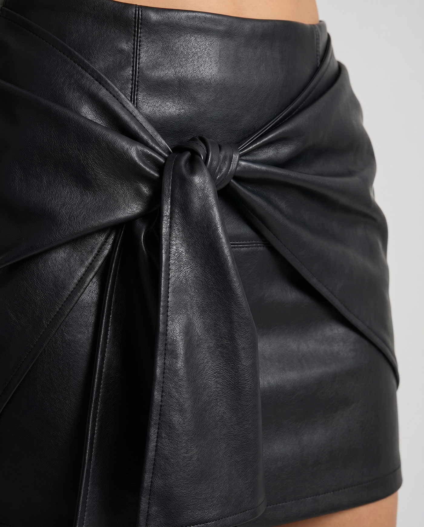 Roxy Faux Leather Patchwork Mini Black - Close-Up Detail