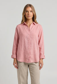 Marlowe Linen Shirt Pink - Front