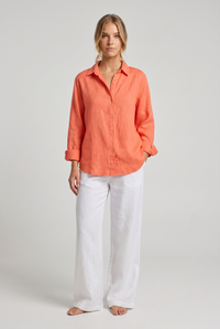 Marlowe Linen Shirt Orange - Front