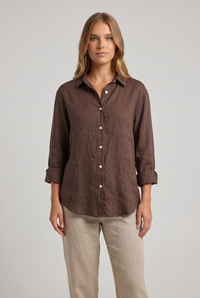 Marlowe Linen Shirt Brown - Front