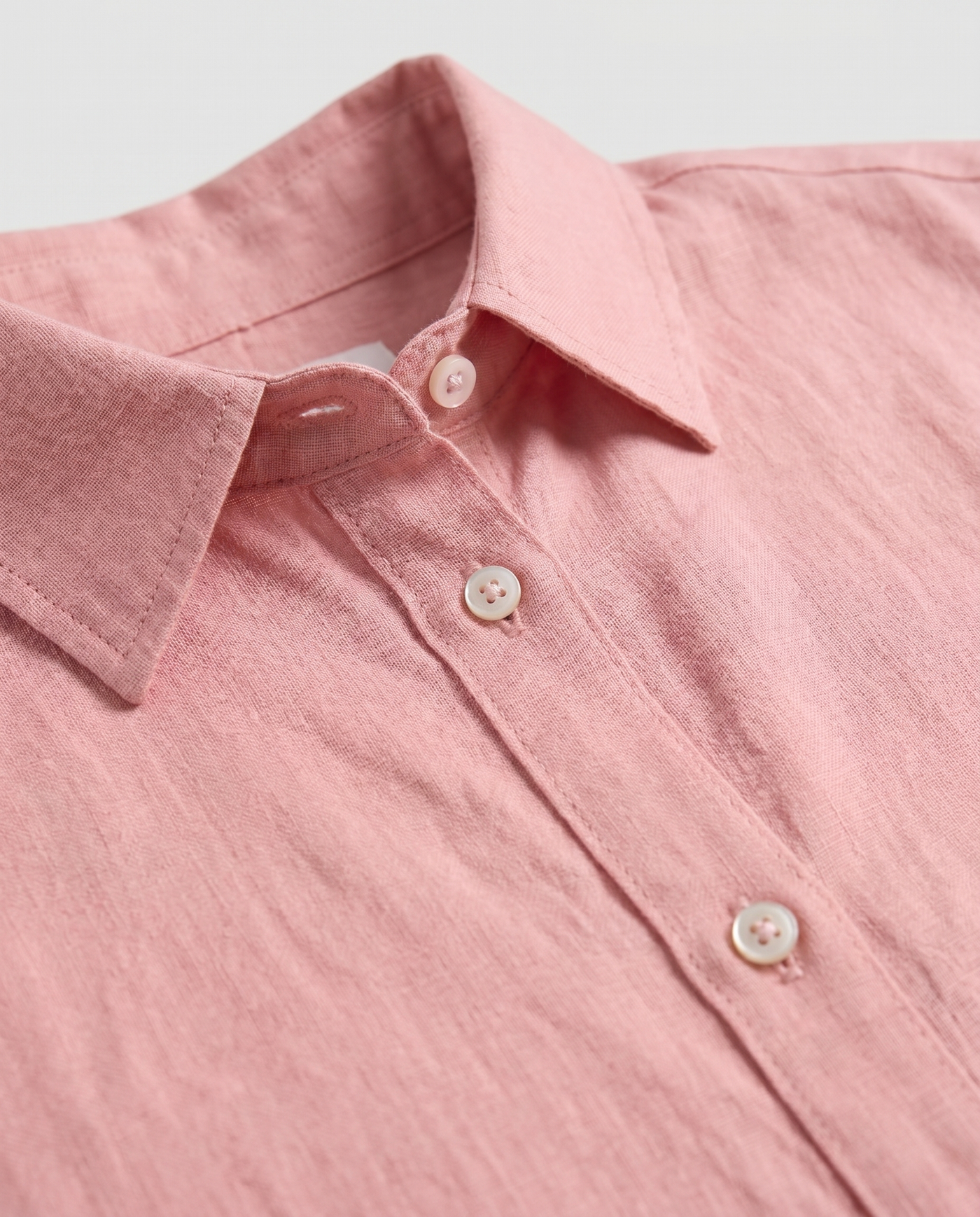 Marlowe Linen Shirt Pink - Close-Up Detail