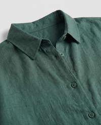 Marlowe Linen Shirt Green - Close-Up Detail