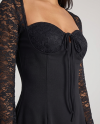 Elodie Floral Sheer Lace Mini Black - Close-Up Detail