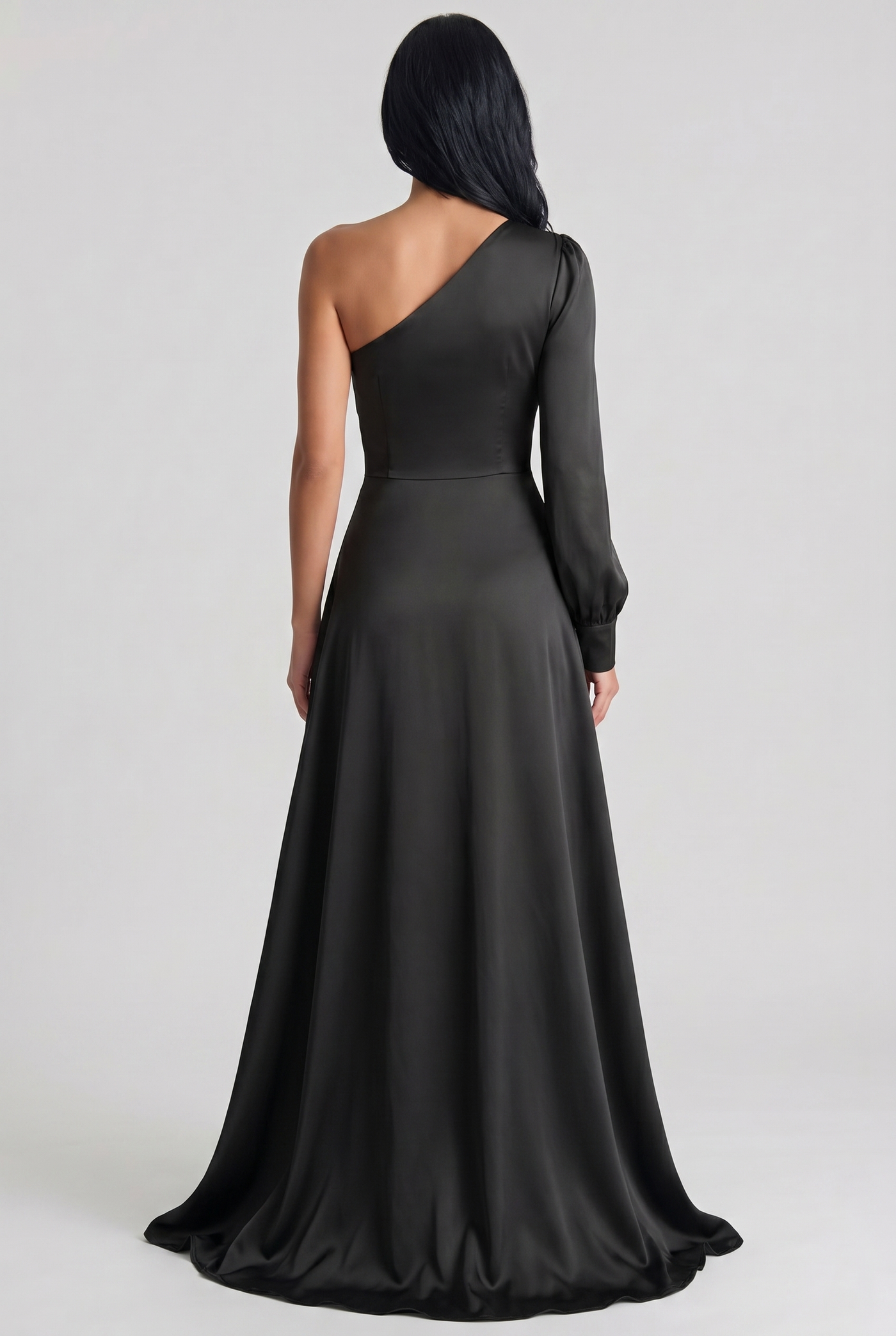Adira One-Shoulder Maxi Black - Back