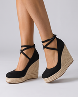 Fenella | Women's Strappy Platform Wedge Heel Black