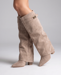 Briony | Women's Suede Slouch Boots Cream