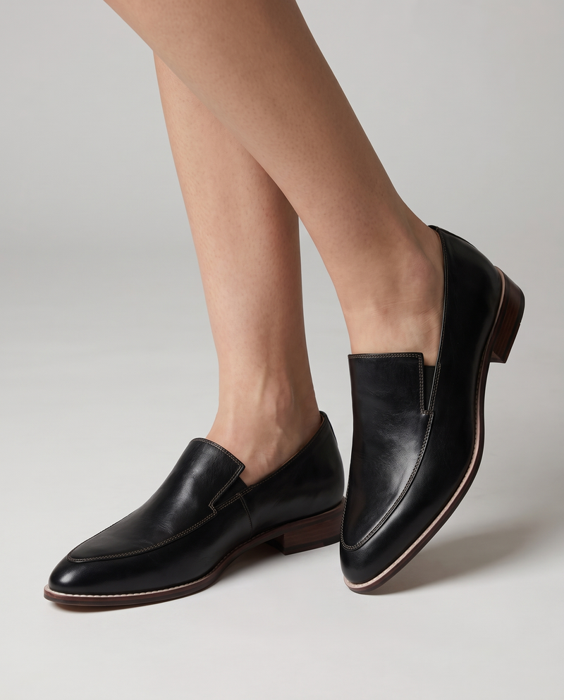 Bettany | Women's Leather Slip On Loafers Black