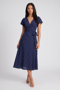 Odette | Women's Polka Dot Midi Dress Navy