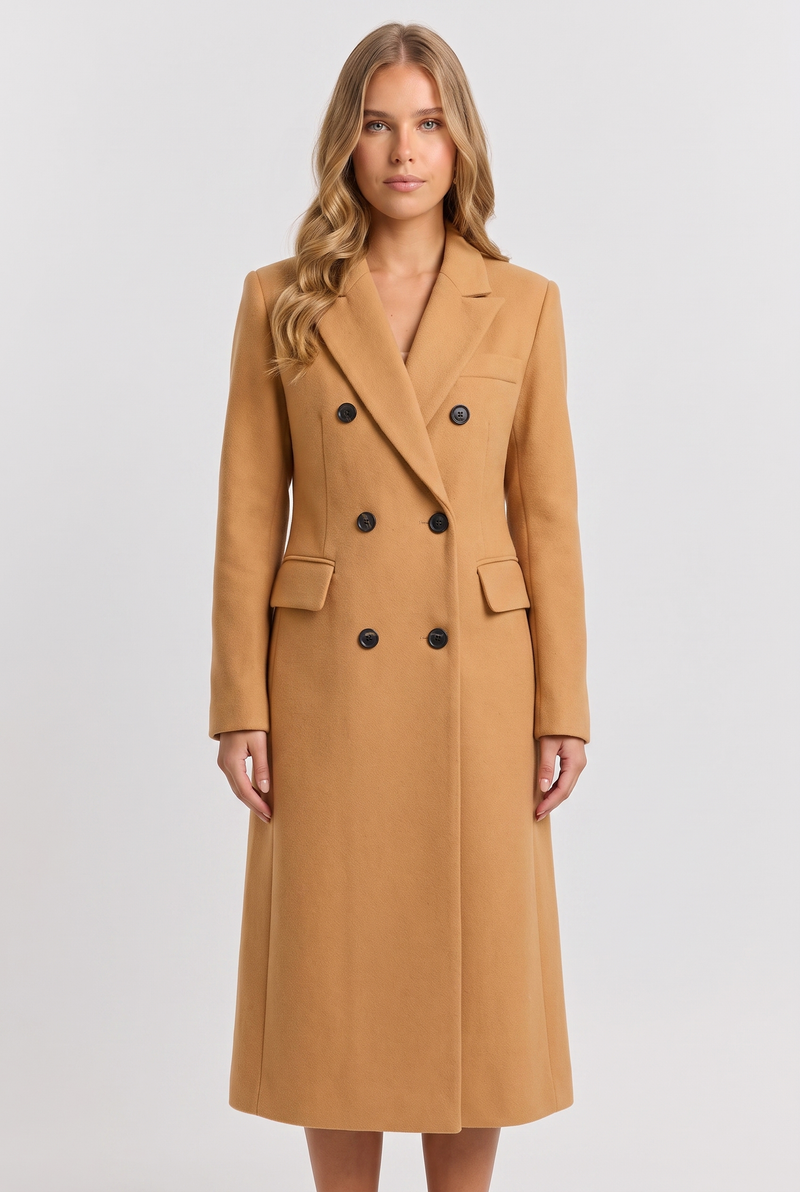 Dorothea | Women's Double Breasted Wool Coat Camel (v2)