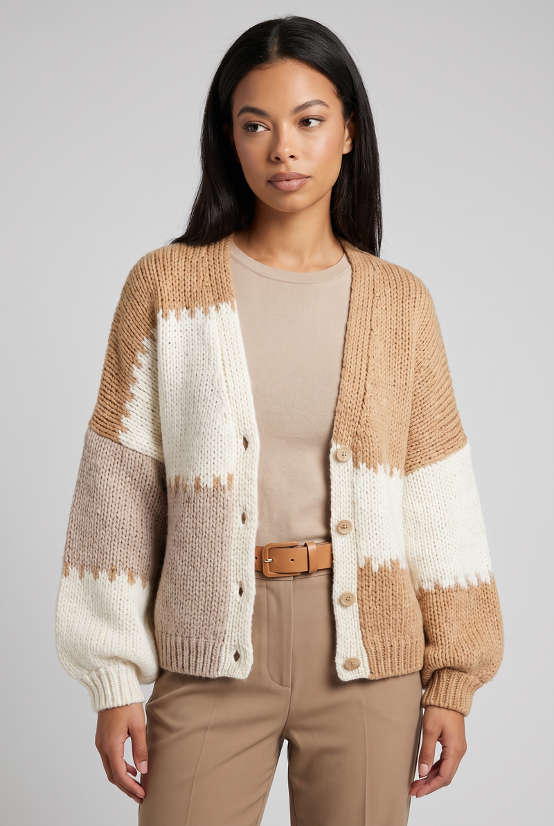 Celestine | Women's Colour Block Knit Cardigan (v3)
