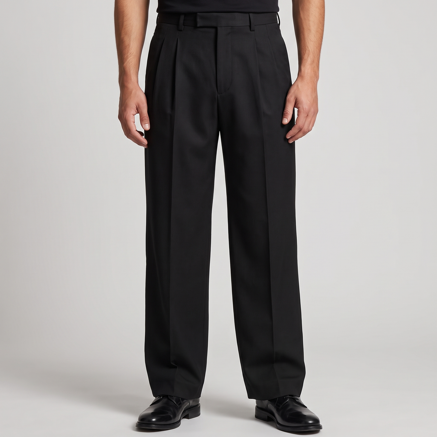 Griffith | Men's Wide Leg Dress Trousers Black