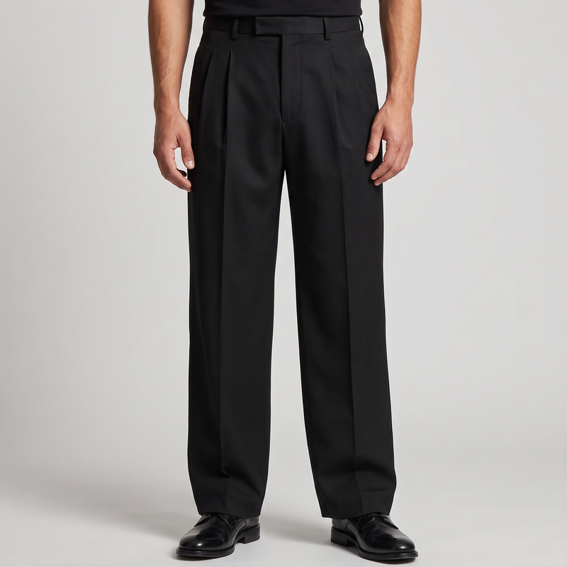 Griffith | Men's Wide Leg Dress Trousers Black