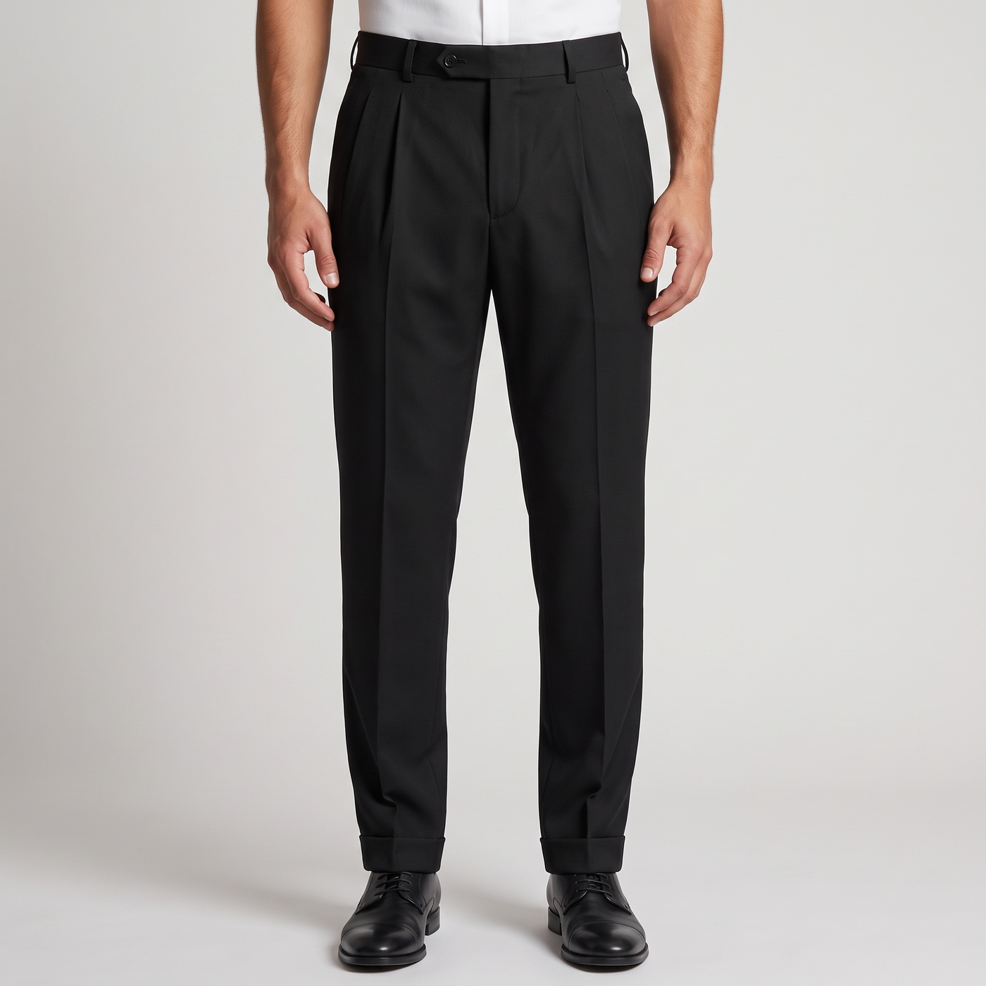 Hadleigh | Men's Pleated Dress Trousers Black
