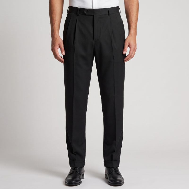 Hadleigh | Men's Pleated Dress Trousers Black