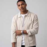Sterling | Men's Linen Shirt Jacket Cream