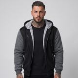Elmore | Men's Fleece Lined Zip Up Hoodie Black Grey
