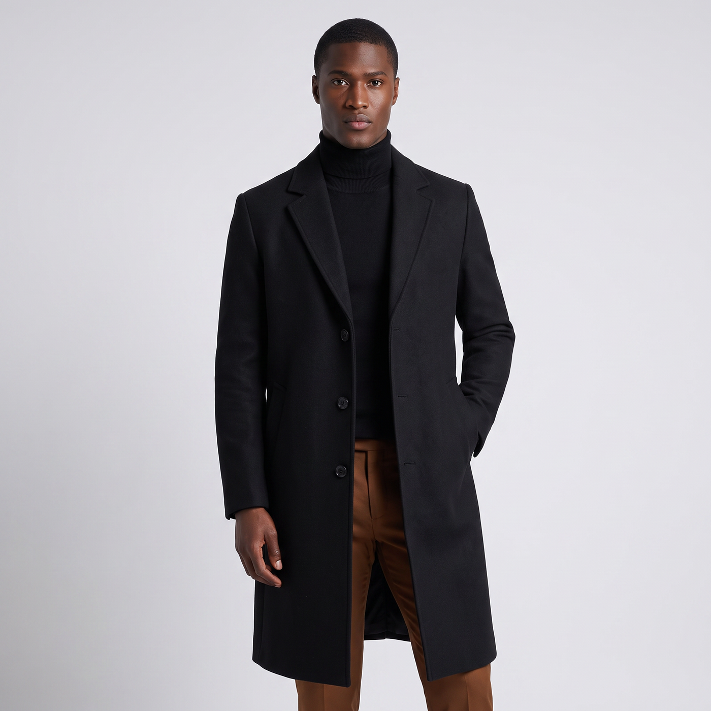Constantine | Men's Overcoat Black Wool Long