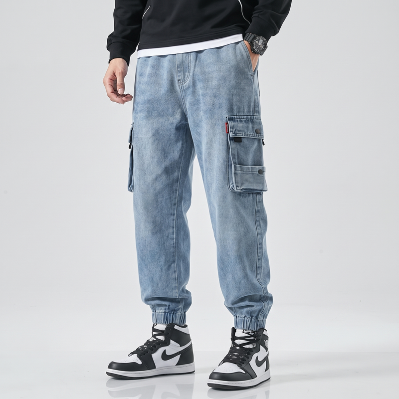 Bramwell | Men's Cargo Jeans Light Blue Jogger