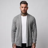 Cassian | Men's Cardigan Jumper Grey Long Sleeve Open Front