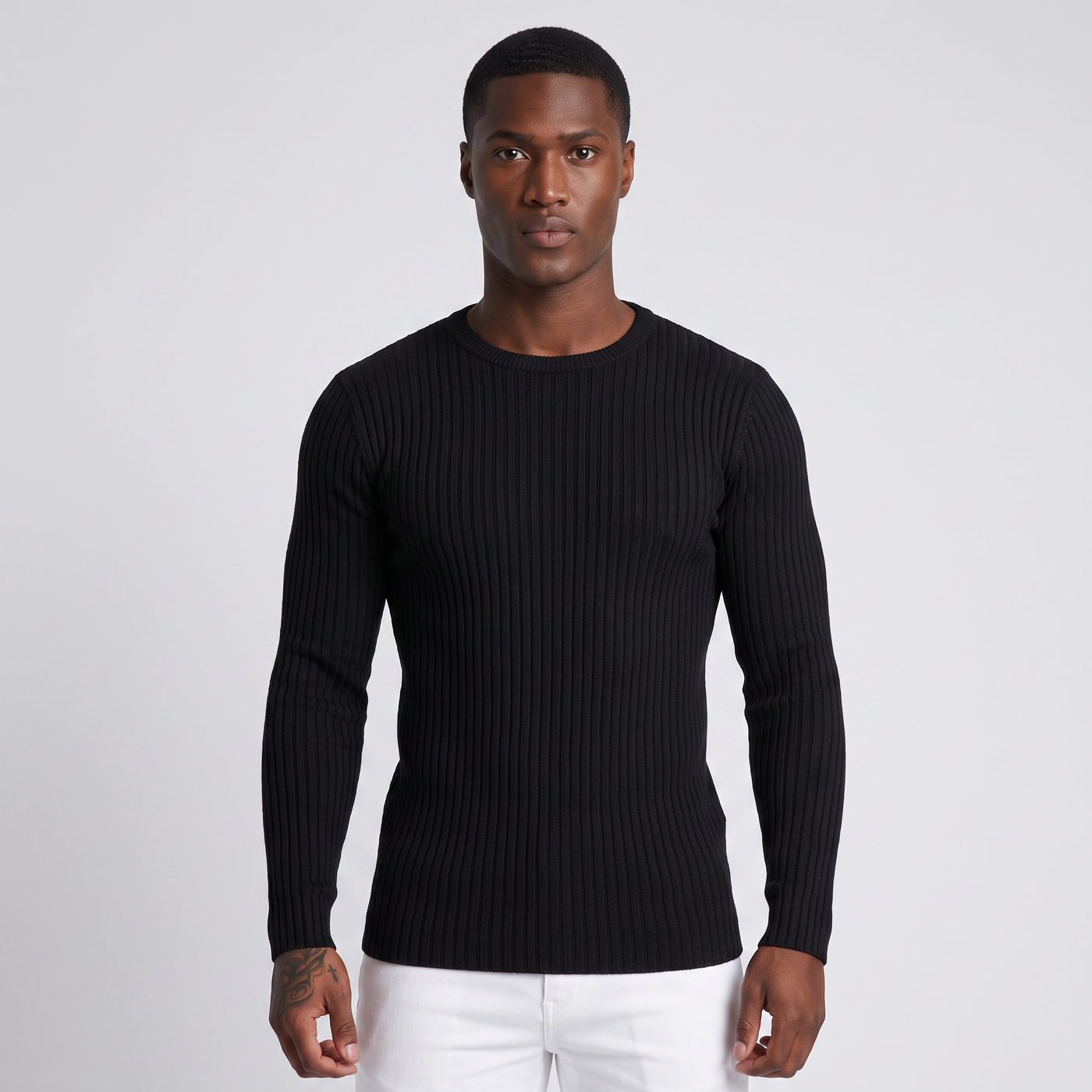 Clifton | Men's Ribbed Knit Jumper Black