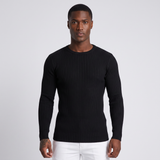 Clifton | Men's Ribbed Knit Long Sleeve Jumper Black