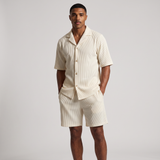 Bartholomew | Men's Sweatsuit Cream Ribbed Short Sleeve