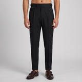 Arundel | Men's Tailored Dress Trousers Black Pleated Cuff