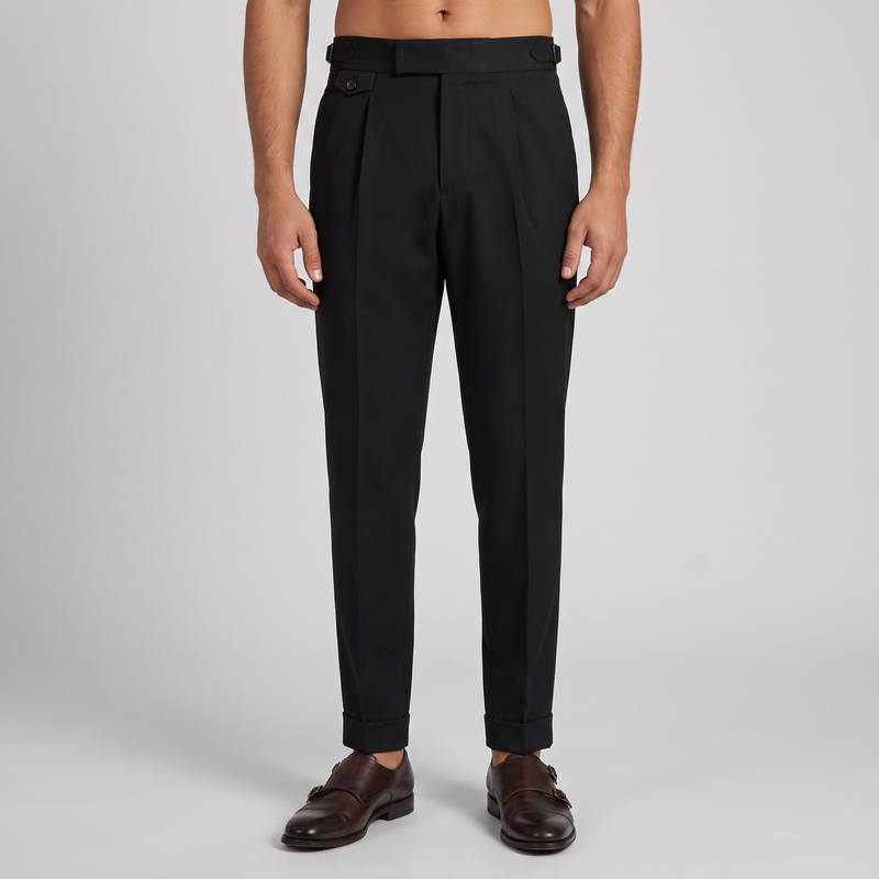 Arundel | Men's Tailored Dress Trousers Black Pleated