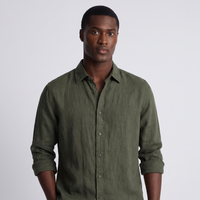 Bellamy | Men's Linen Button Up Shirt Olive Green