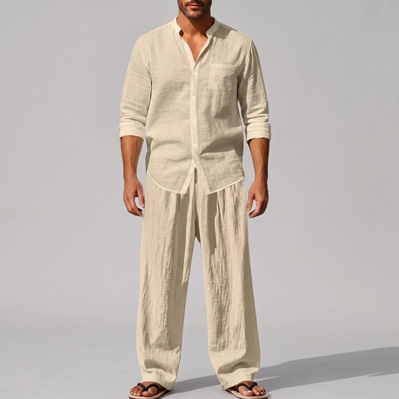 Reeve | Men's Linen Lounge Set Cream
