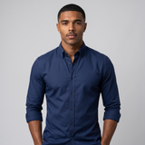 Piers | Men's Button Up Shirt Navy Long Sleeve