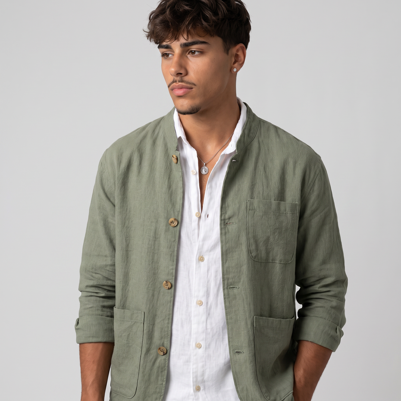 Ingram | Men's Linen Shirt Jacket Sage Green