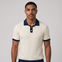 Talbot | Men's Ribbed Polo Shirt Cream Navy
