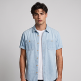 Bexley | Men's Casual Denim Shirt Light Blue Short Sleeve