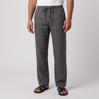 Auden | Men's Linen Trousers Charcoal Wide Leg
