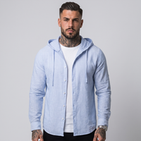 Blaise | Men's Hooded Linen Shirt Light Blue