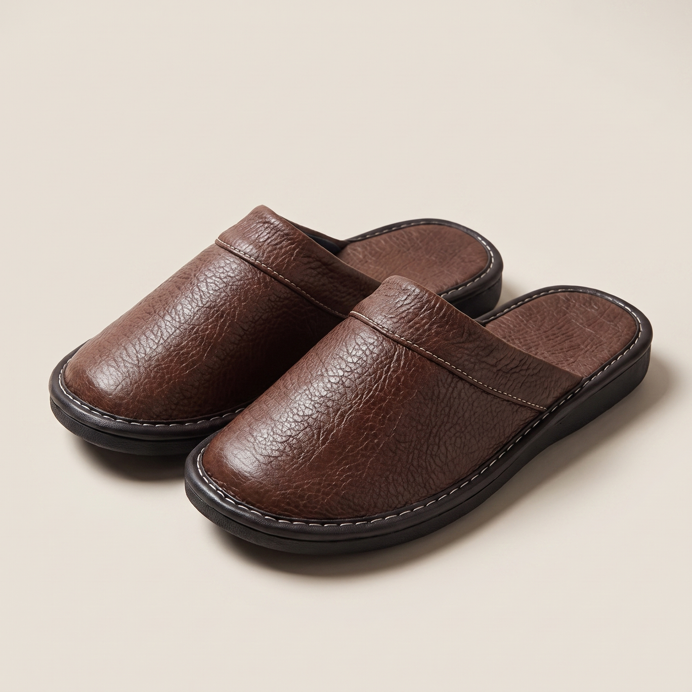 Burnaby | Men's Leather House Shoes Brown Slip On