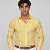 Vaughn | Men's Dress Shirt Yellow Striped Long Sleeve