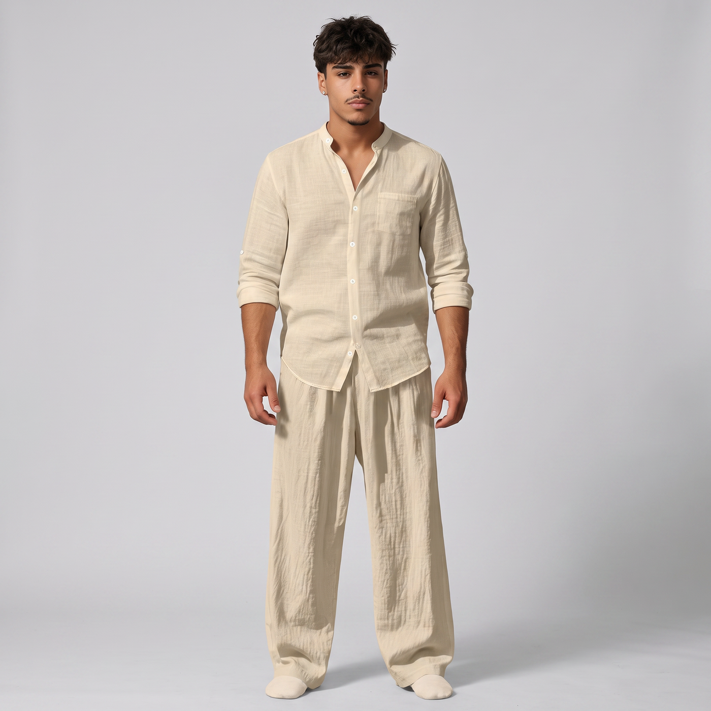 Reeve | Men's Linen Lounge Set Cream (v2)