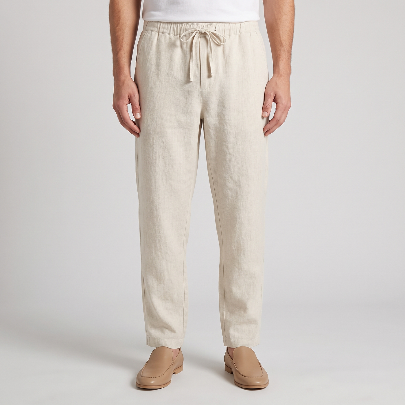 Ashcroft | Men's Linen Trousers Cream (v2)