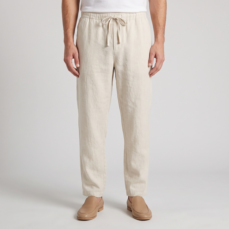 Ashcroft | Men's Linen Trousers Cream (v2)