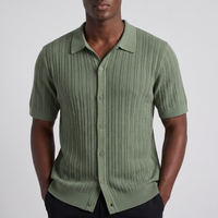 Hollis | Men's Ribbed Knit Shirt Sage Green (v3)