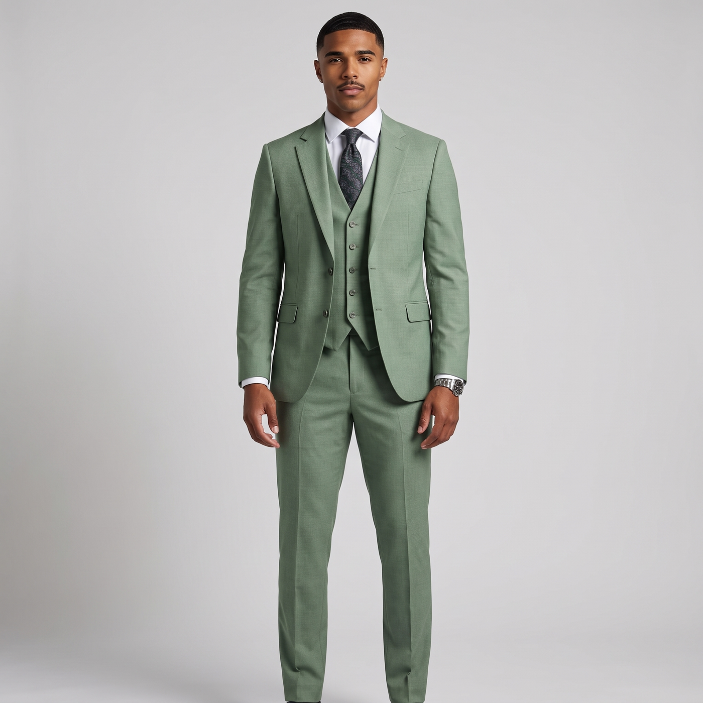 Ace | Men's Green 3 Piece Slim Fit Suit